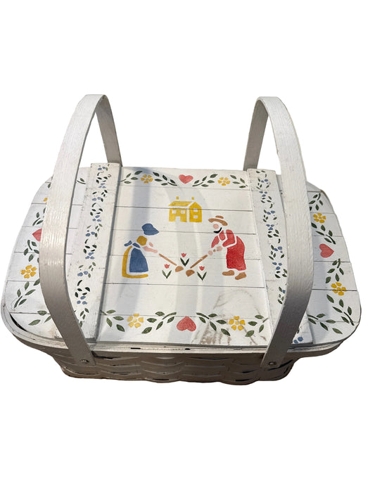 Vintage painted picnic basket