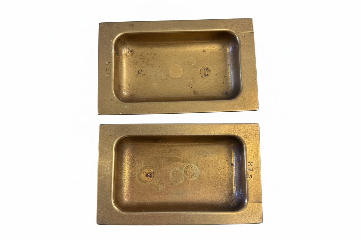 Midcentury Decorative Box, Stone and Brass, Geometric Design, 1970
