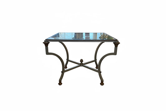 Pair of Neoclassical Maison Jansen Style Glass Top Coffee/Side Tables