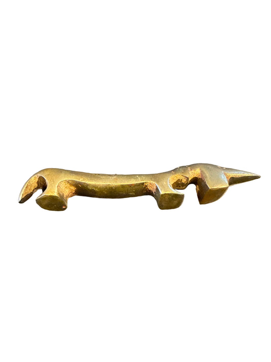Vintage MCM brass Dachshund-shaped bottle opener.