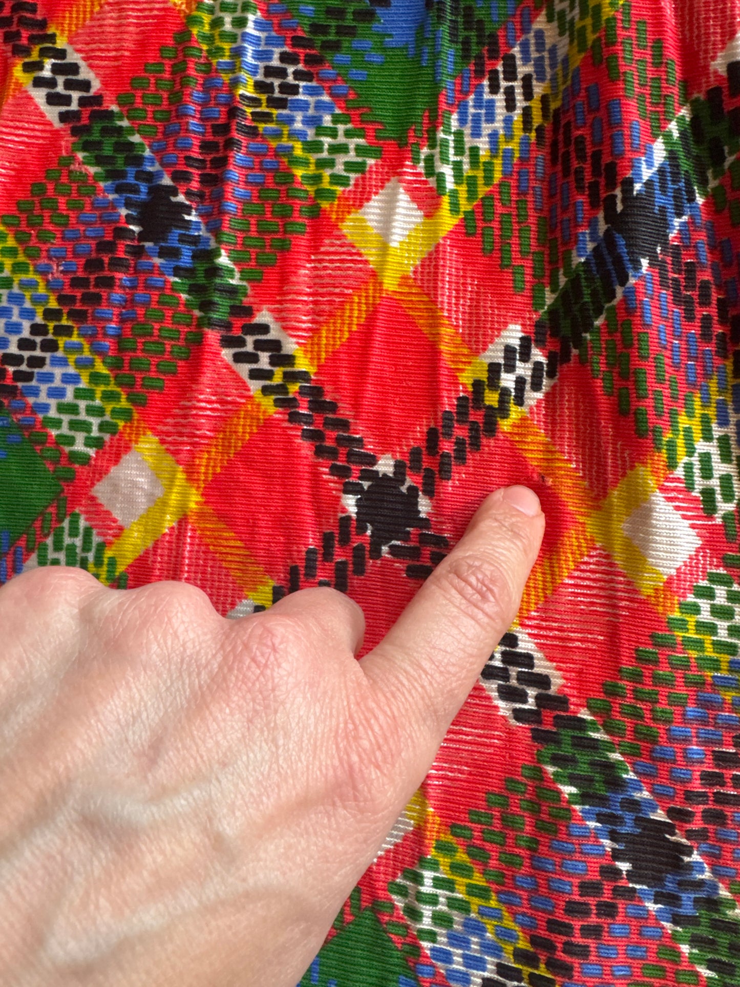 1960s vintage rainbow plaid wide leg jumpsuit
