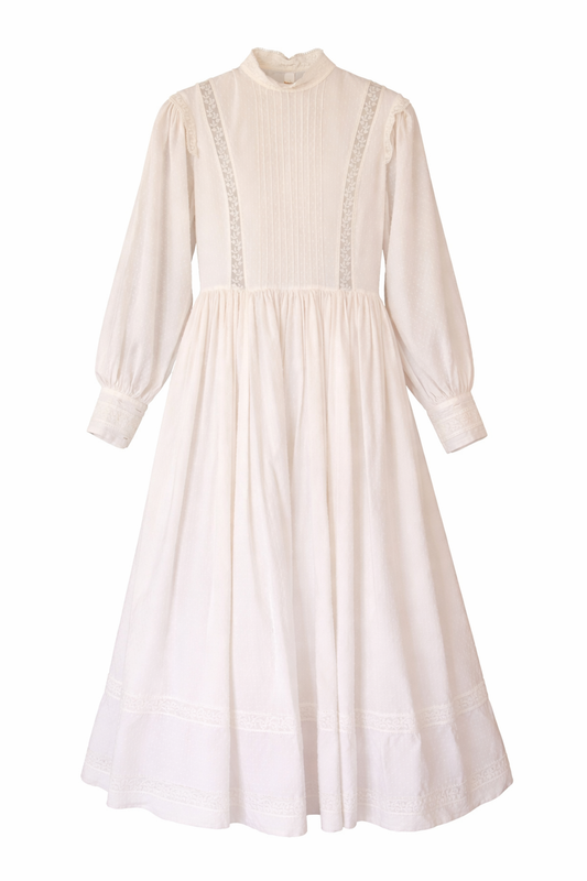 Vintage prairie style Laura Ashley, lightweight cotton wedding dress
