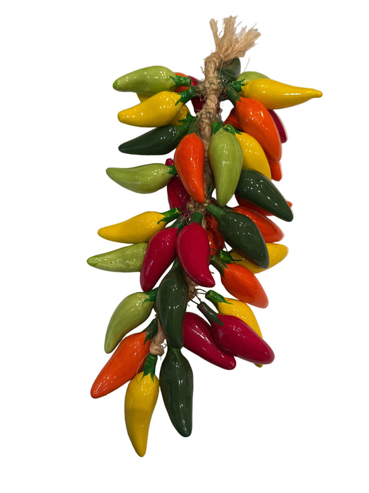 Ceramic Multicolor Strand Pepper Ristra - Jalapeno