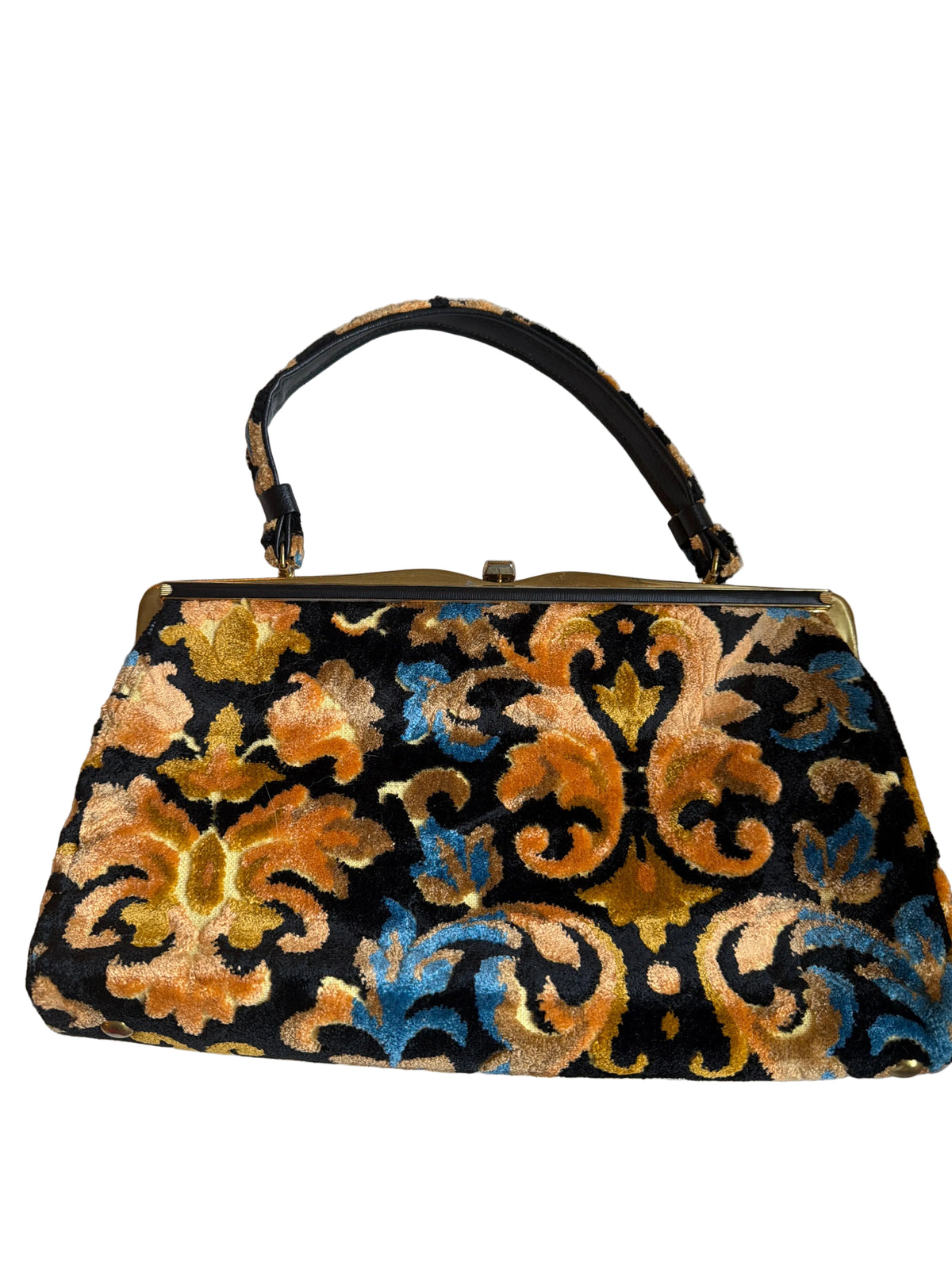 Vintage 1960s Julius Resnick JR Cut Velvet Carpet Handbag