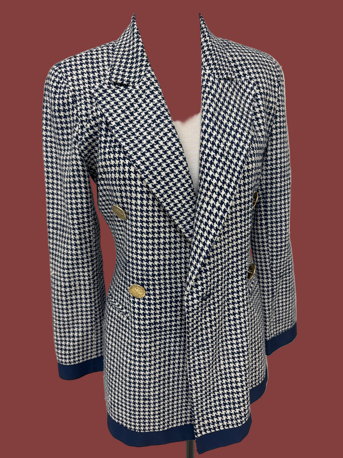 Rickie Freeman Vintage Silk Houndstooth Skirt Suit