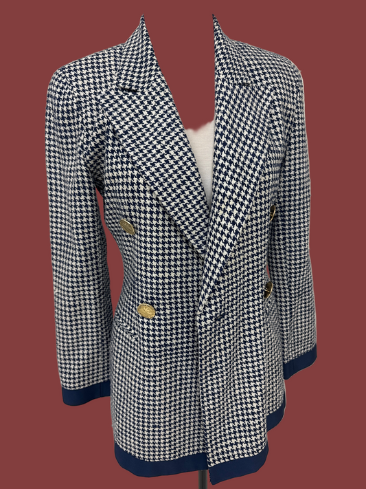 Rickie Freeman Vintage Silk Houndstooth Skirt Suit