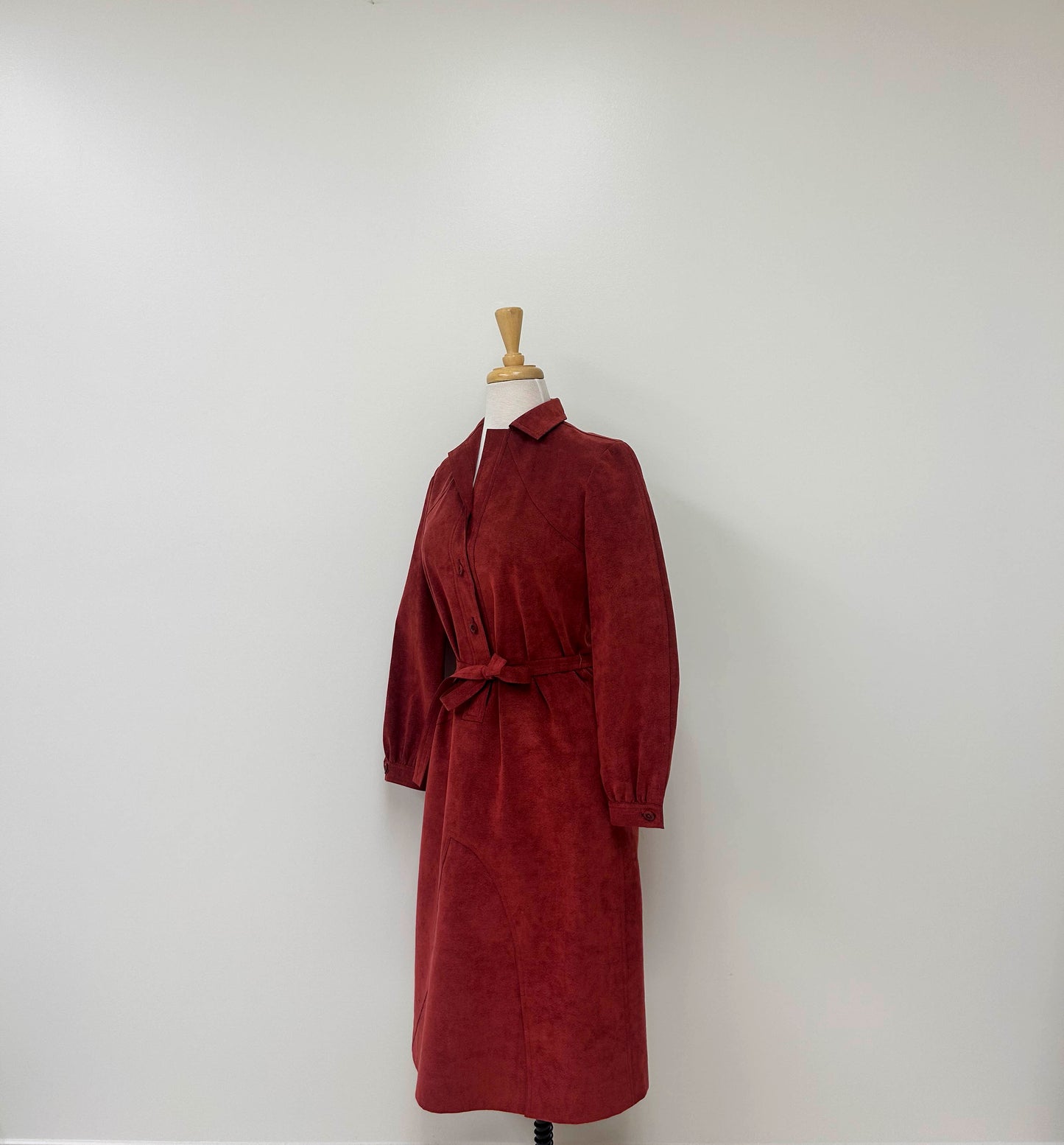 Vintage Rust ultra Suede Belted Shirt Dress