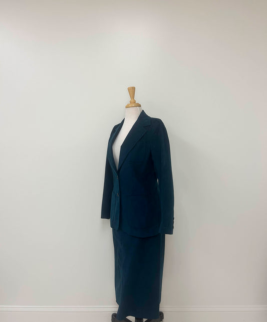 Vintage Teal Ultrasuede Blazer & Midi Skirt Suit