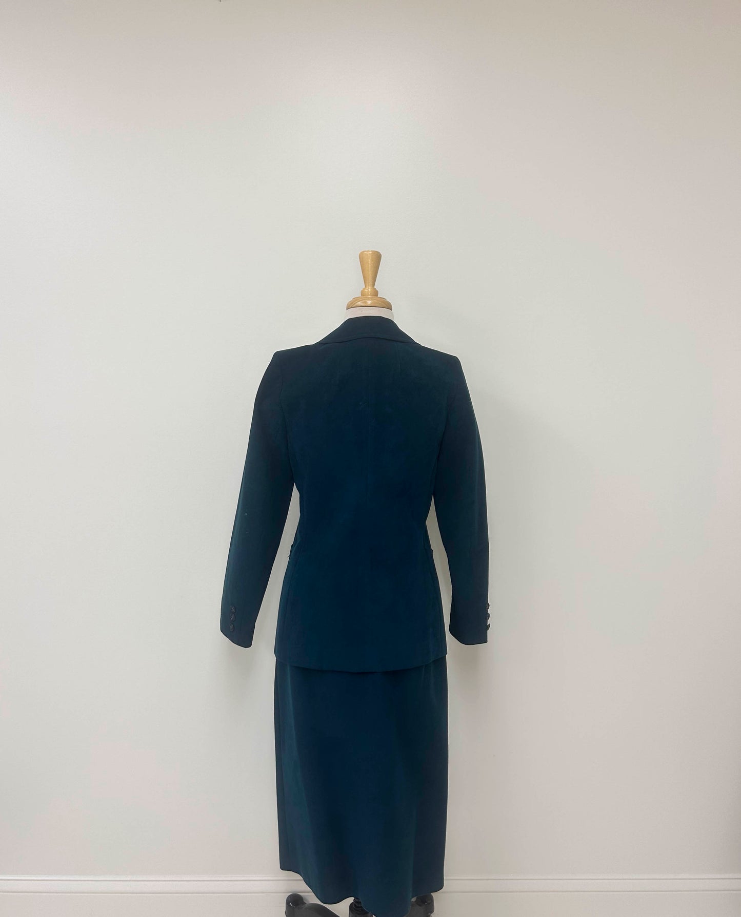 Vintage Teal Ultrasuede Blazer & Midi Skirt Suit