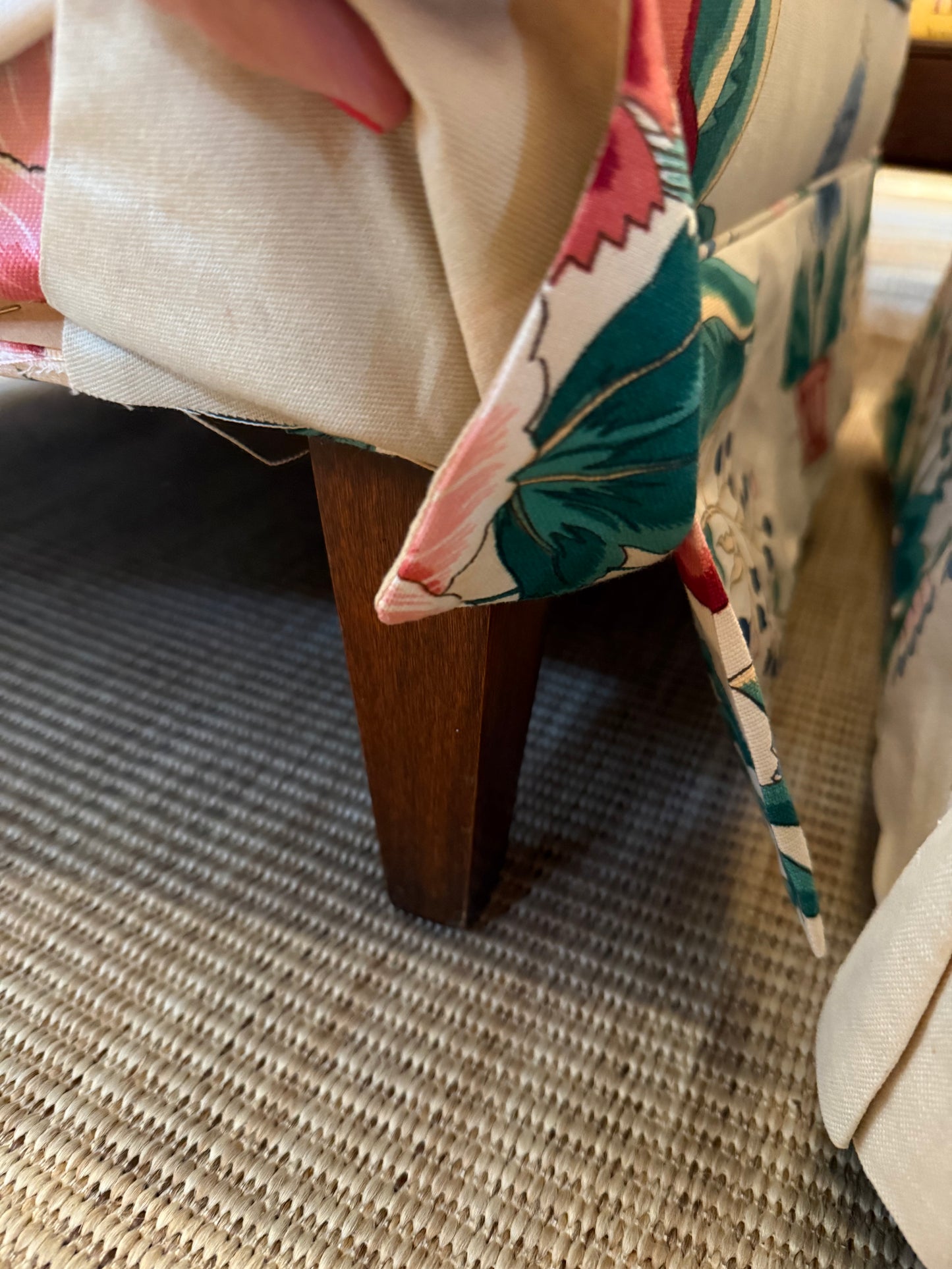 Pair of Vintage Floral Upholstered Ottomans