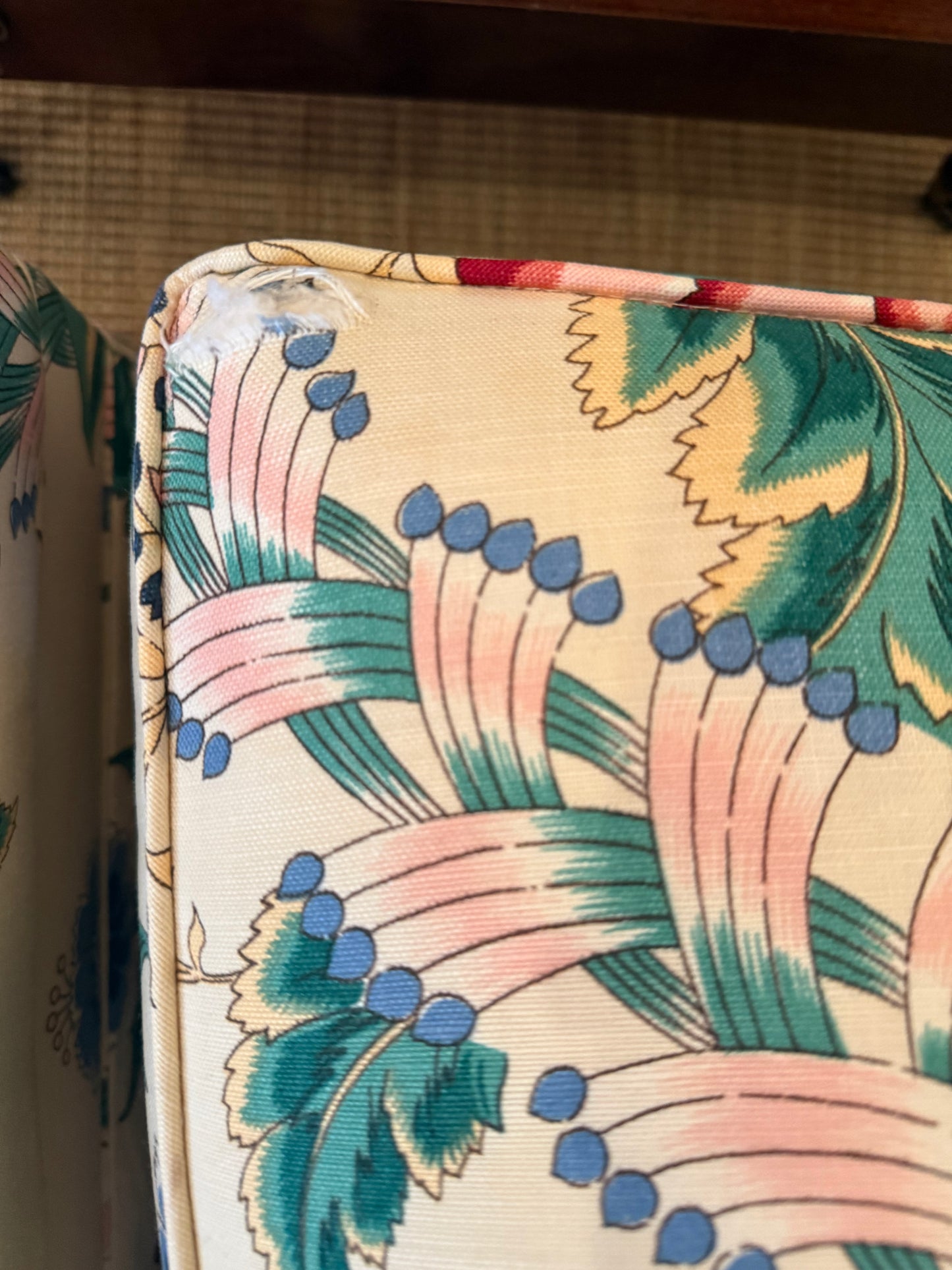 Pair of Vintage Floral Upholstered Ottomans