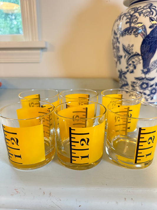 Vintage Yellow Ruler Cocktail Glasses