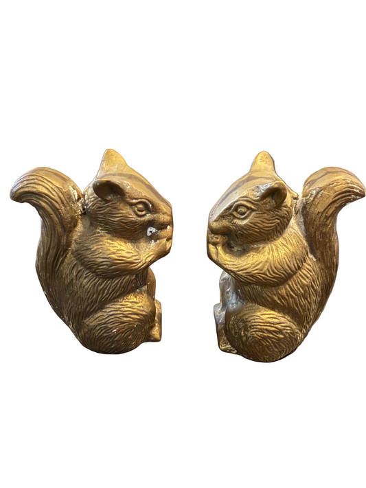 Vintage Brass Squirrel Bookends – Pair