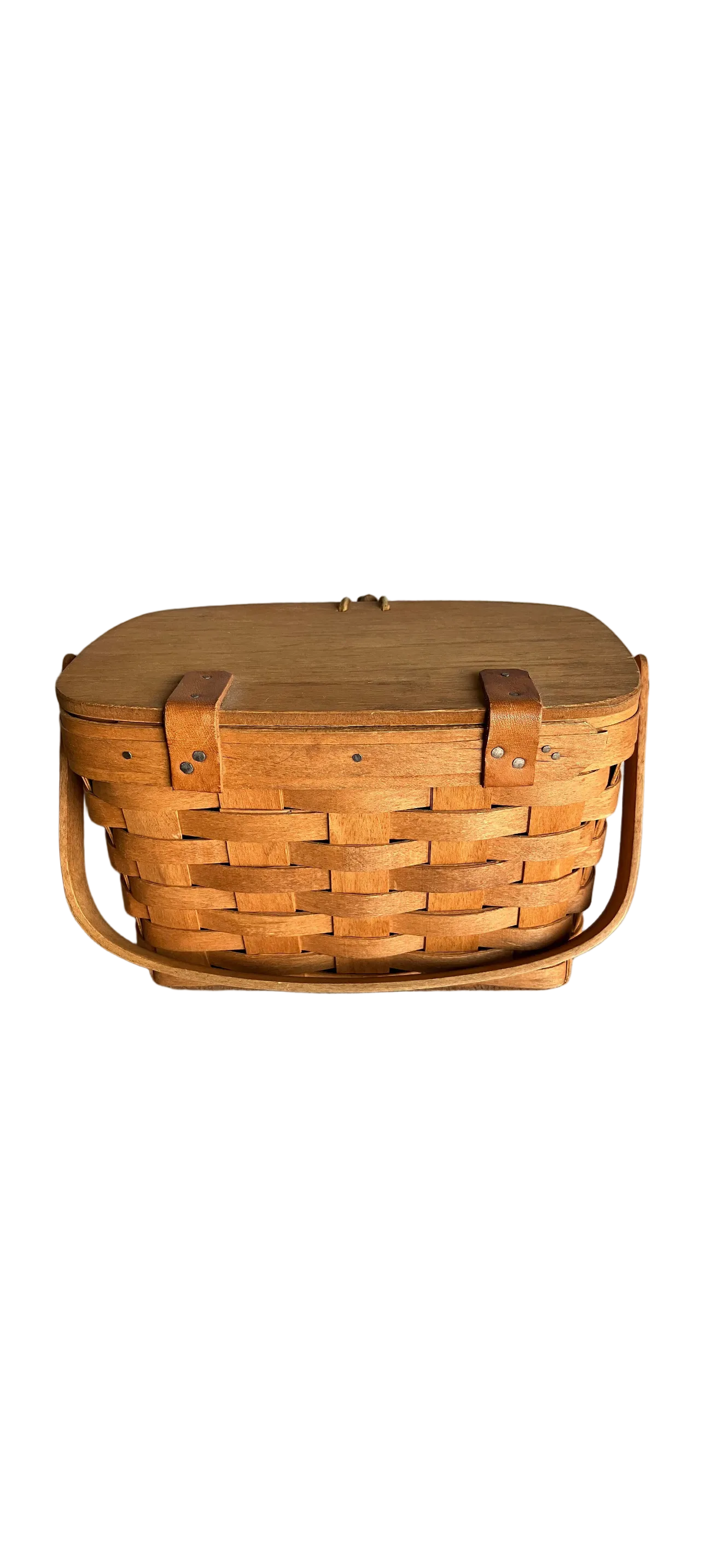 Vintage Woven Wood Picnic Basket/Purse