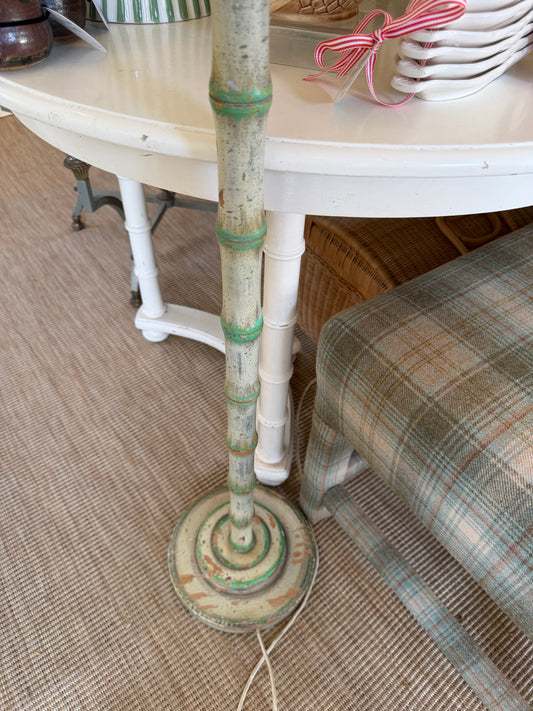 Pair of Painted Faux Bamboo Floor Lamps with Shades