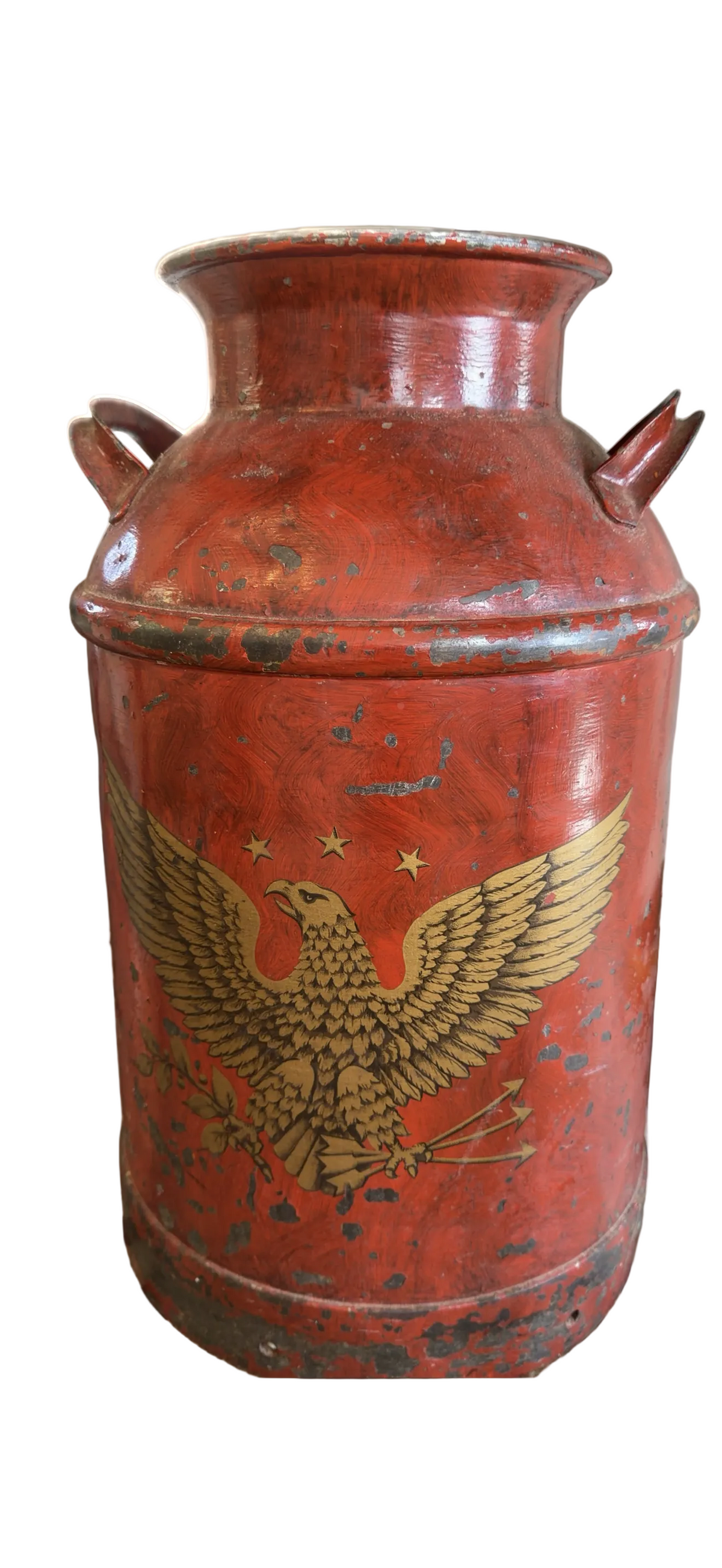 Vintage Red Hand-Painted Americana Milk Can