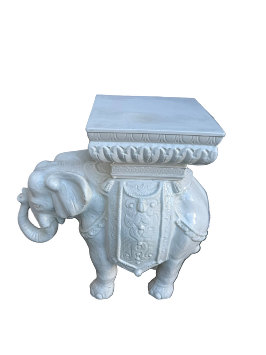 Vintage white Elephant Garden Stool / Side Table