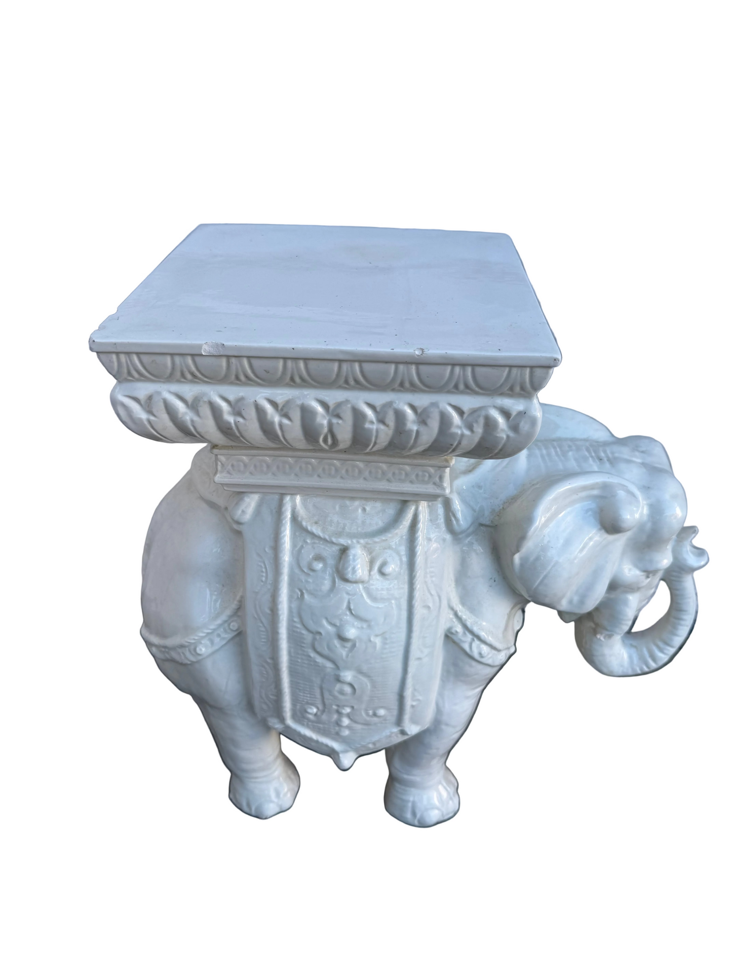 Vintage white Elephant Garden Stool / Side Table