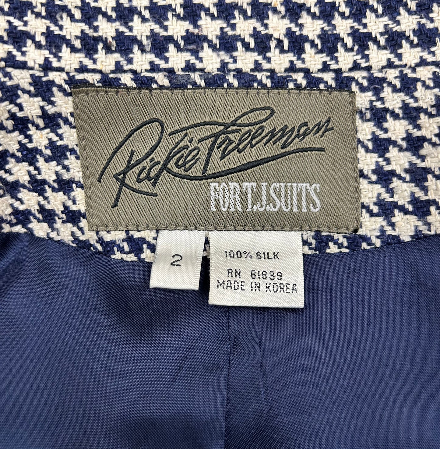 Rickie Freeman Vintage Silk Houndstooth Skirt Suit