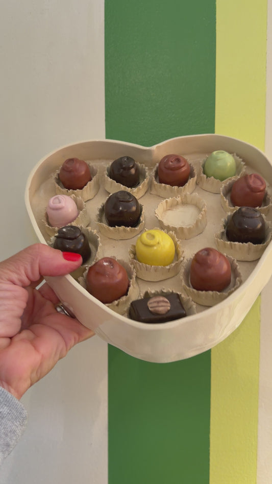 1981 Ceramic Heart Chocolate Box by Nancy Nichols