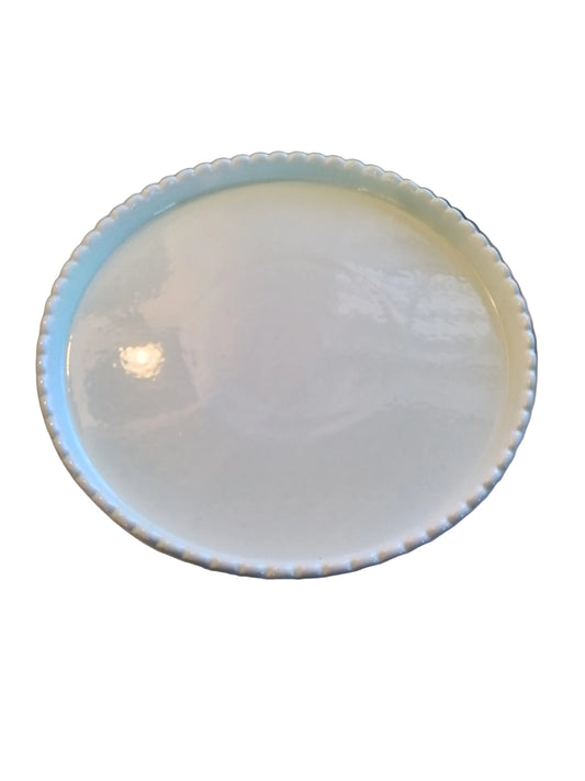 Mint green scalloped cake plate